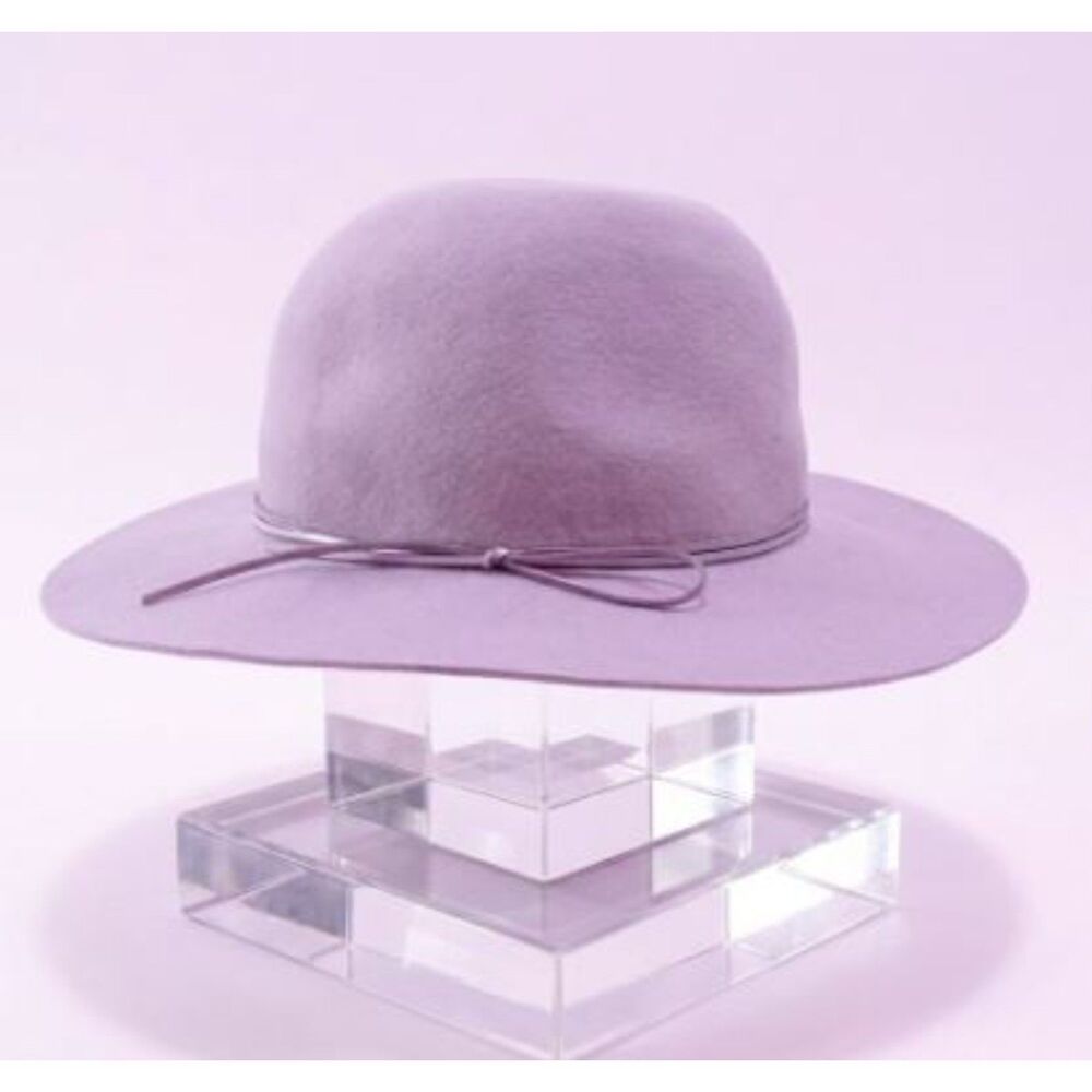 Hat Attack Metallic Amelia Sueded Tie Grey Silver Felt Wide Brim Hat NWT 156